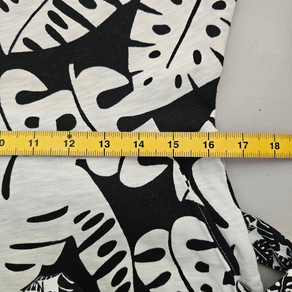 Boden Amanda Leaf Print Belted Cotton Jersey Dress 8 Petite Black White NWT - Picture 7 of 8